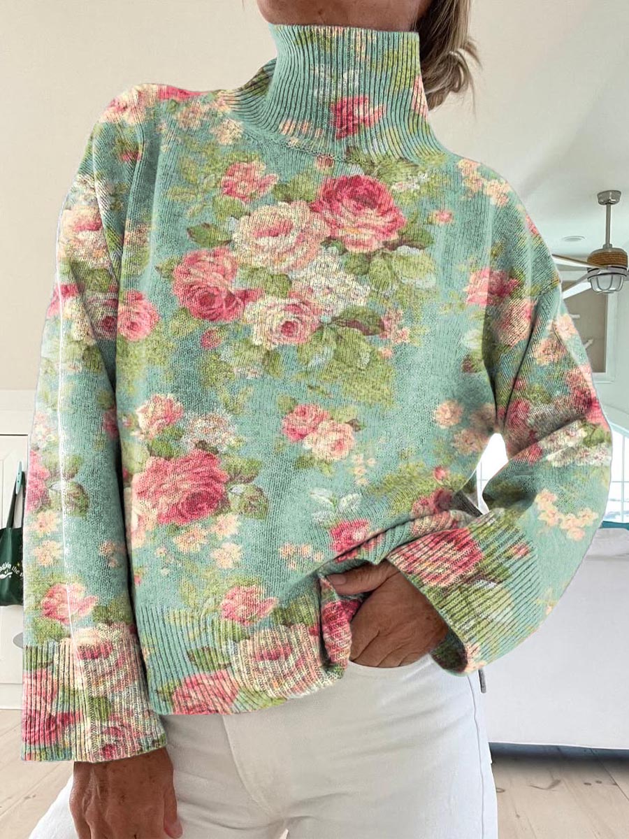 Bambi | Floral Turtleneck Sweater