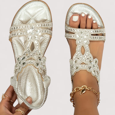 Eline | Beaded Floral Sandals