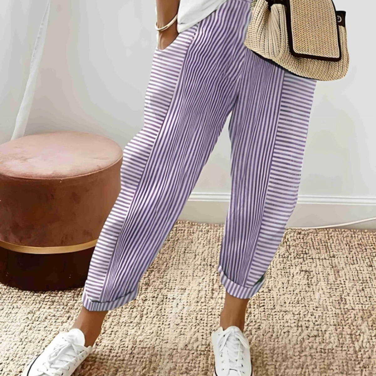 Lena | Lavender Striped Pants