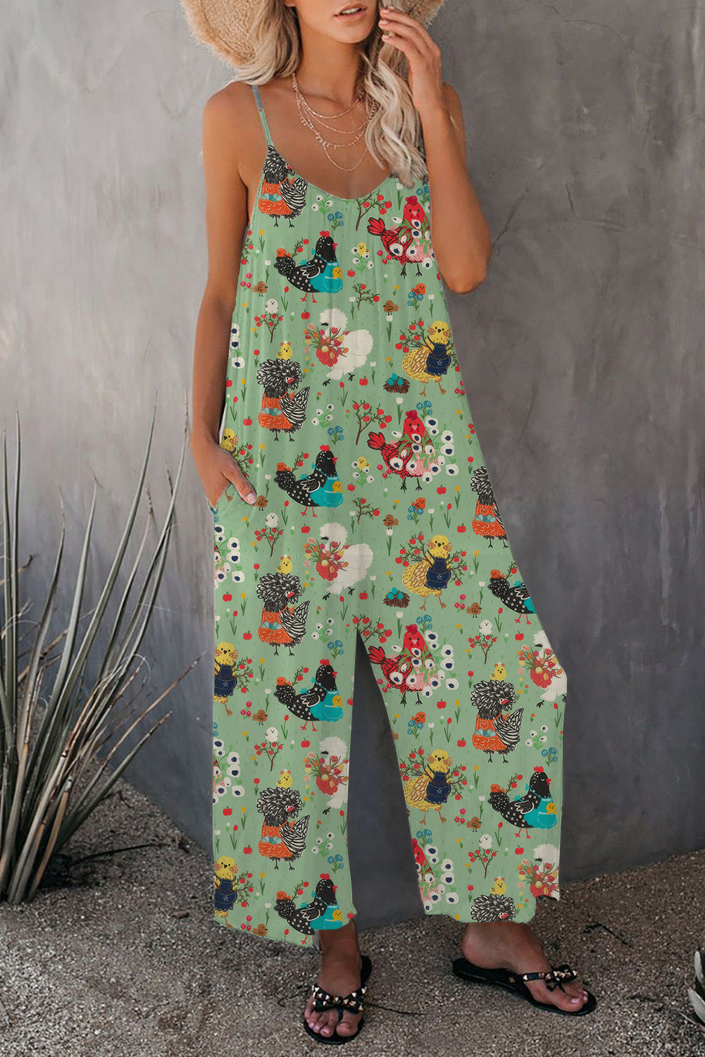 Xina | Colorful Chicken & Floral Jumpsuit