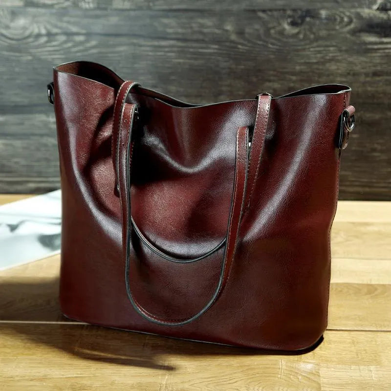 Sigrid | Minimalist Brown Leather Tote