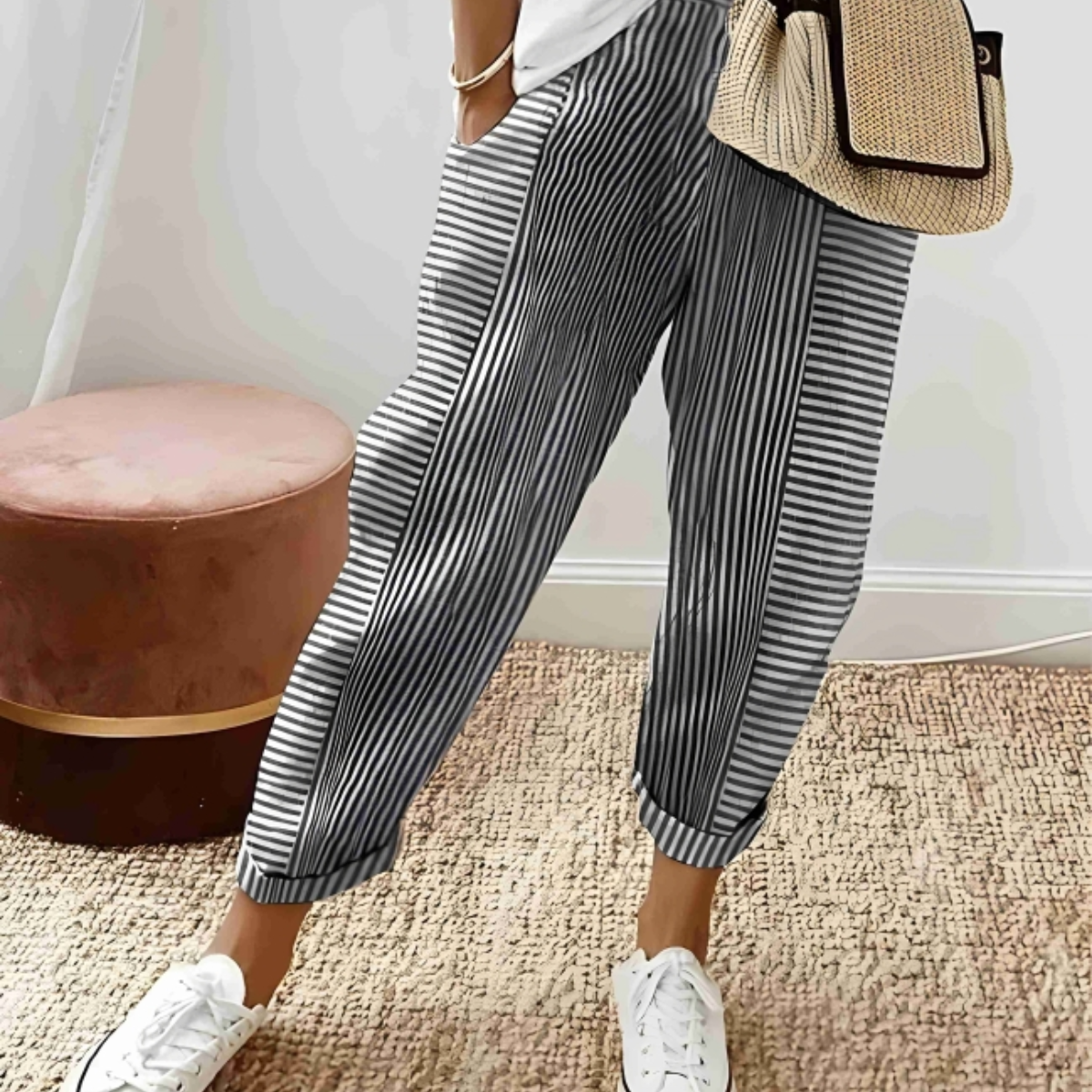 Eva | Monochrome Striped Pants