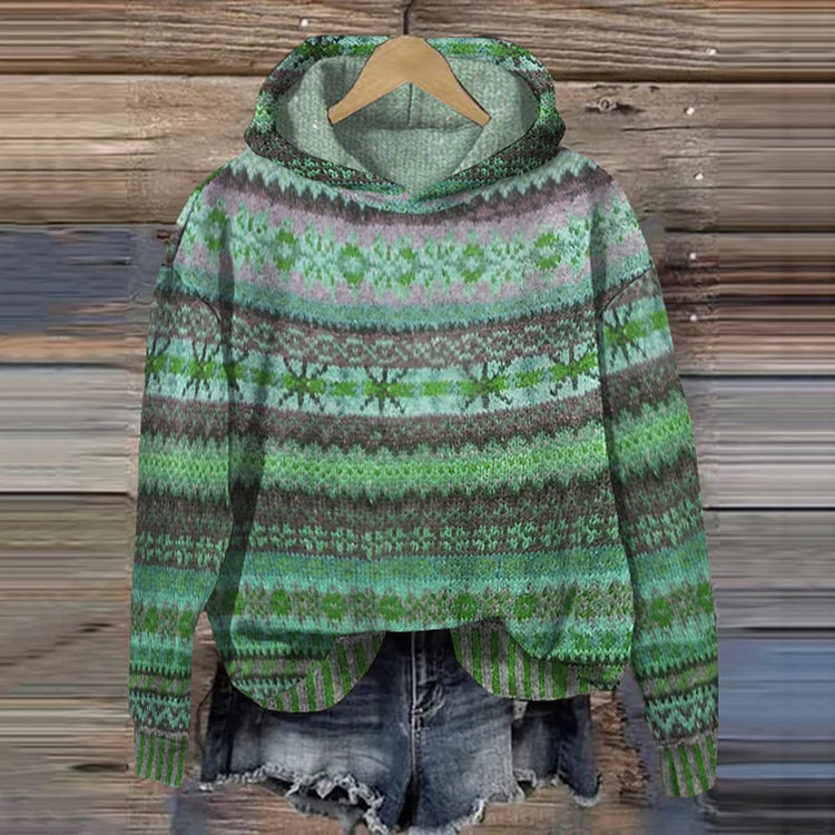 Clara | Cozy Patterned Hooded Sweater