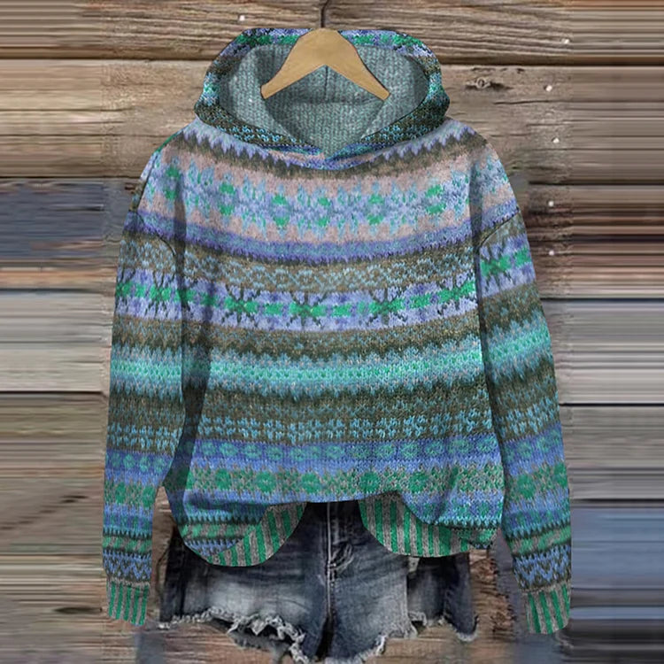 Clara | Cozy Patterned Hooded Sweater
