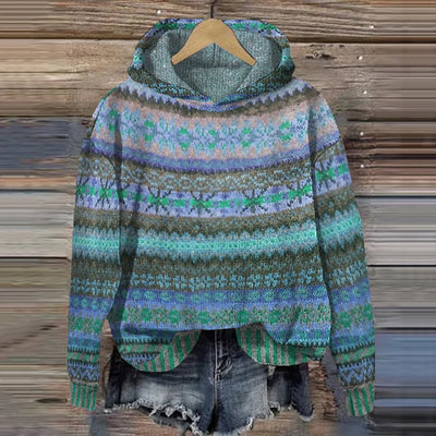 Clara | Cozy Patterned Hooded Sweater