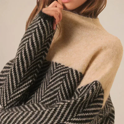 Charlotte | Herringbone Turtleneck Sweater