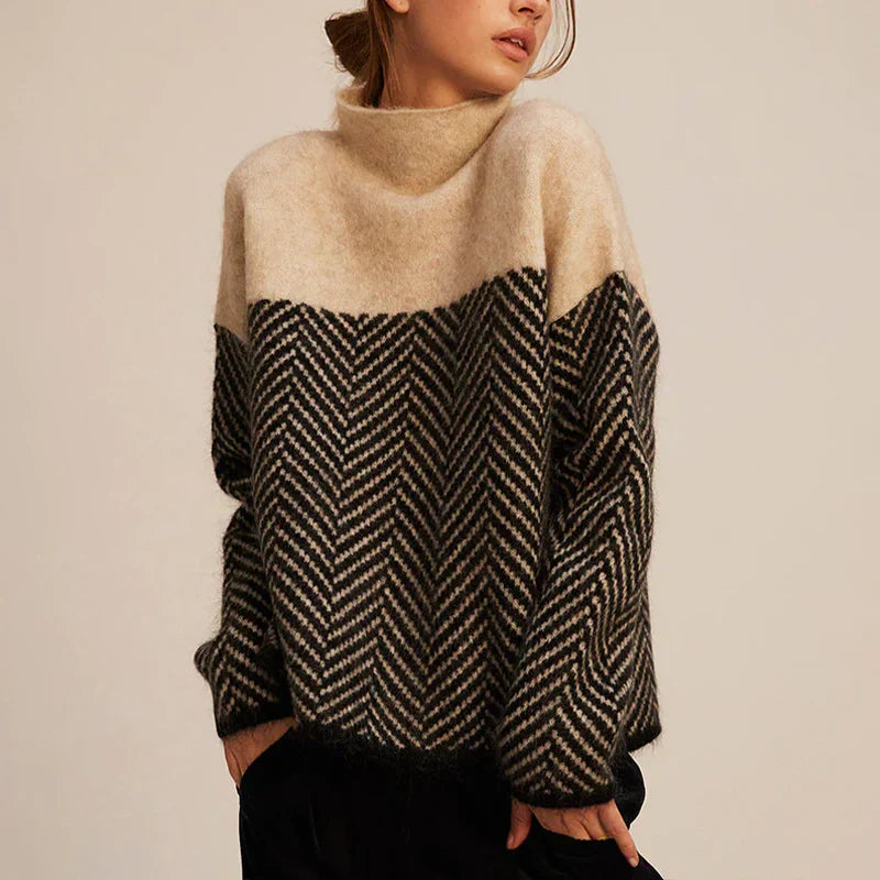 Charlotte | Herringbone Turtleneck Sweater
