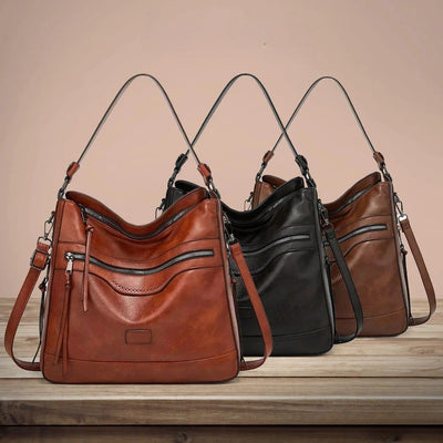 Fabienne | Zipper Detail Leather Shoulder Bag