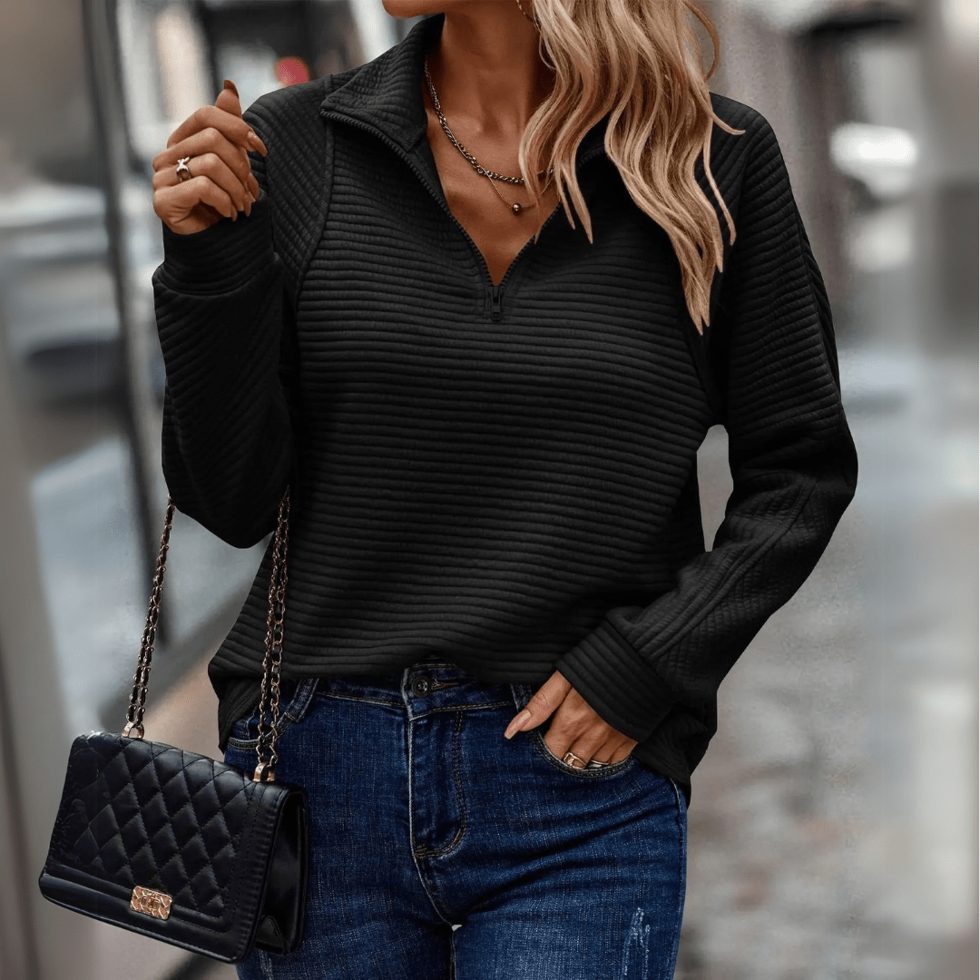 Fiona | Zip Collar Knit Sweater