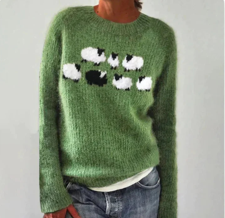 Claire | Playful Sheep Knit Sweater
