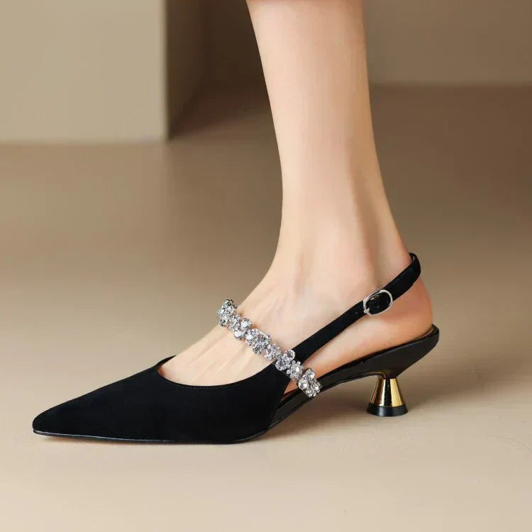 Signe | Crystal Strap Slingback Heels