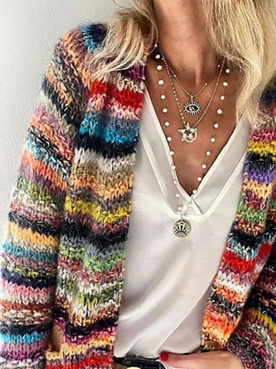 Celine | Rainbow Striped Cardigan