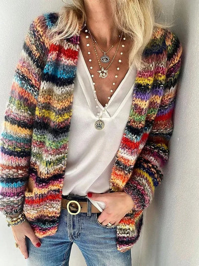 Celine | Rainbow Striped Cardigan