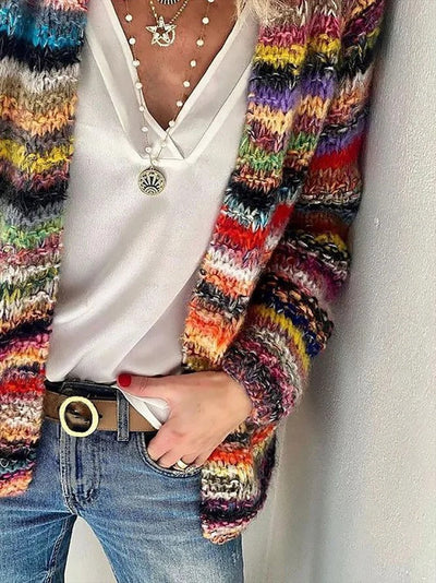 Celine | Rainbow Striped Cardigan