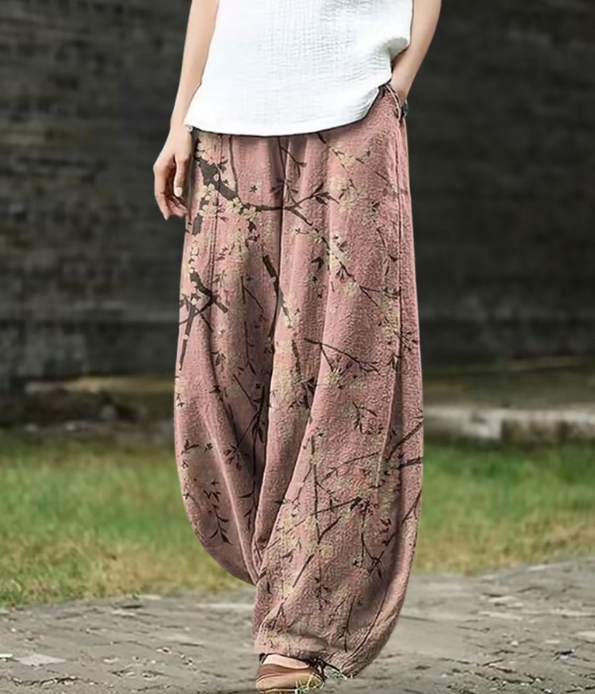 Amelina | Floral Branch Print Wide-Leg Pants