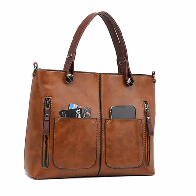 Helene | Structured Brown Leather Handbag