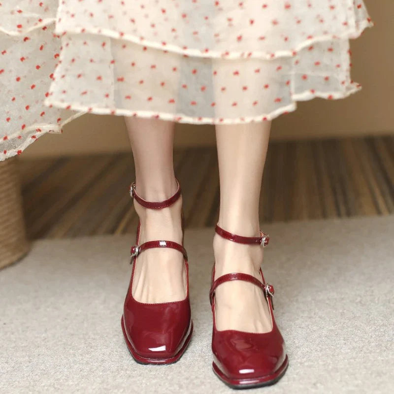 Fanny | Glossy Double Strap Pumps