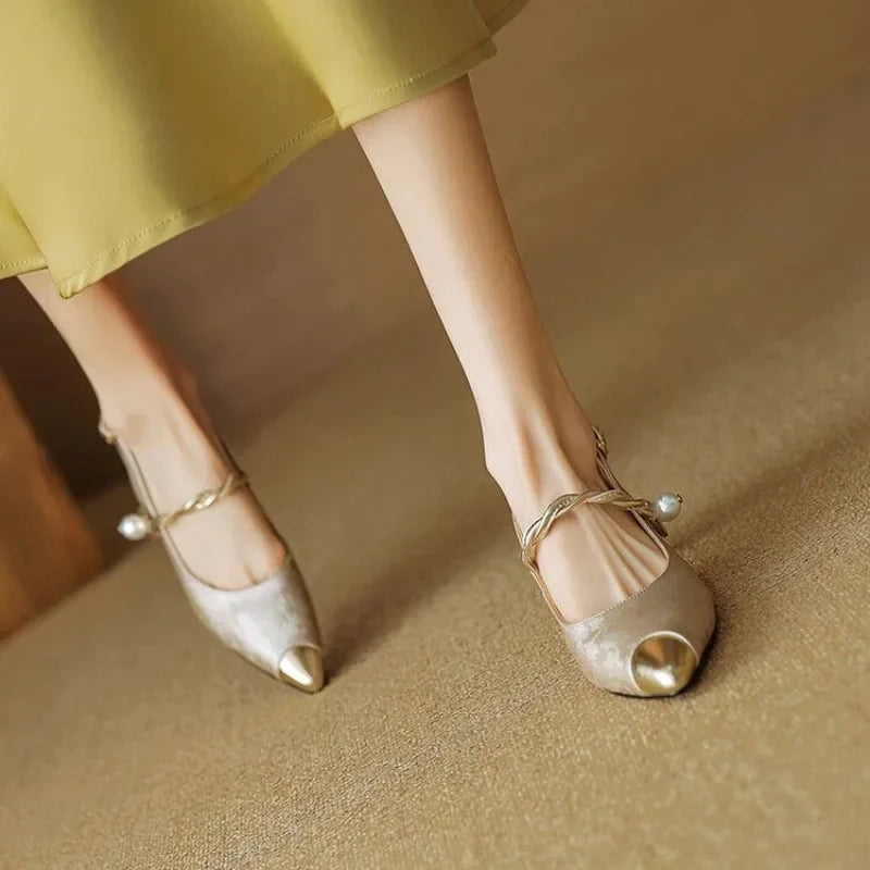 Fabiola | Pearl Accent Slingback Heels