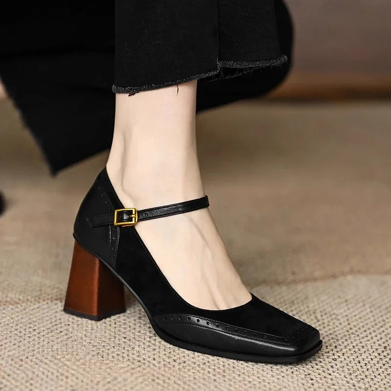 Lise | Retro Block Heel Pumps