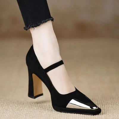 Freyja | Suede Metallic-Tip Heels