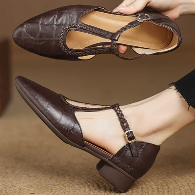 Emma | Braided Strap Leather Flats