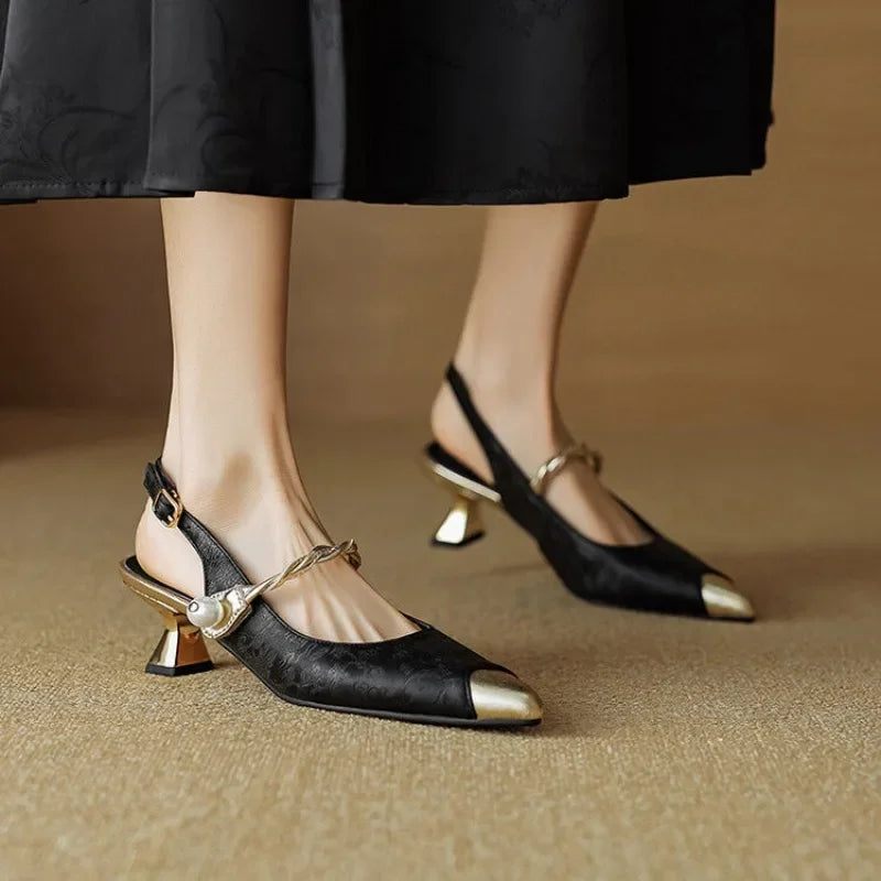 Fabiola | Pearl Accent Slingback Heels