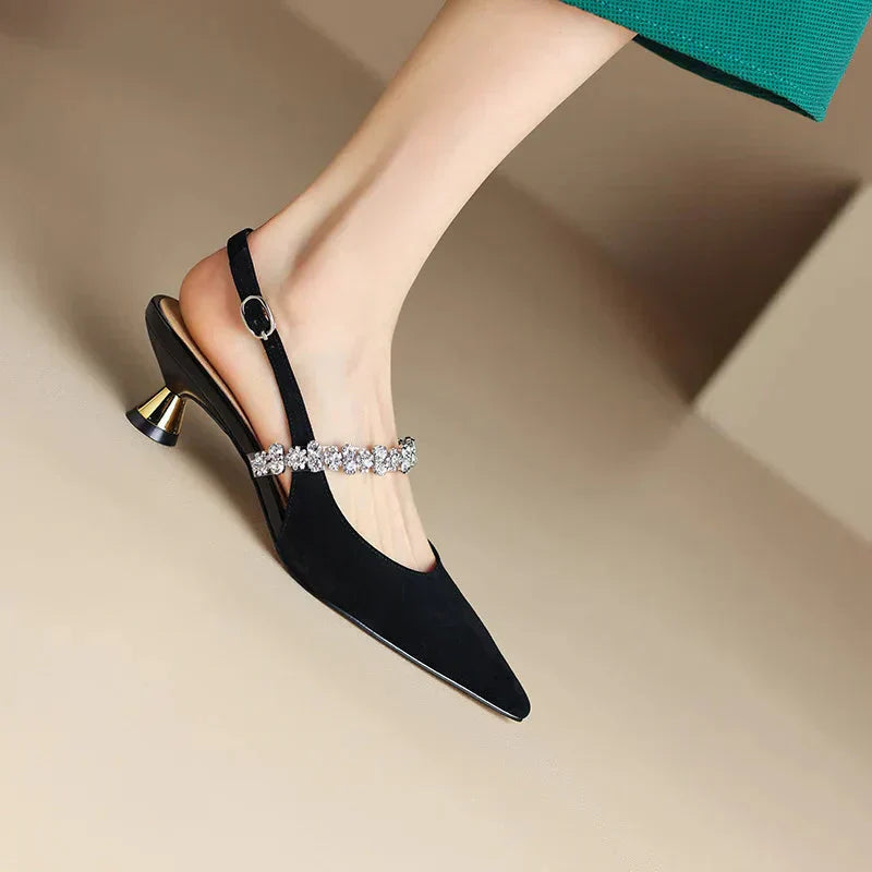 Signe | Crystal Strap Slingback Heels