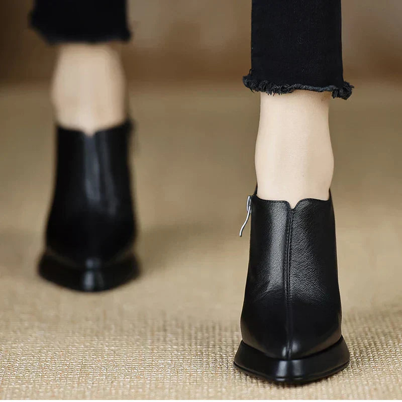 Francesca | Sleek Leather Ankle Heels