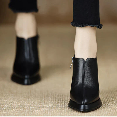 Francesca | Sleek Leather Ankle Heels