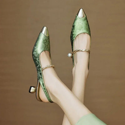 Fabiola | Pearl Accent Slingback Heels