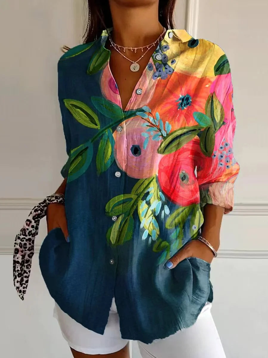 Jasmine | Vibrant Floral Button-Down Shirt