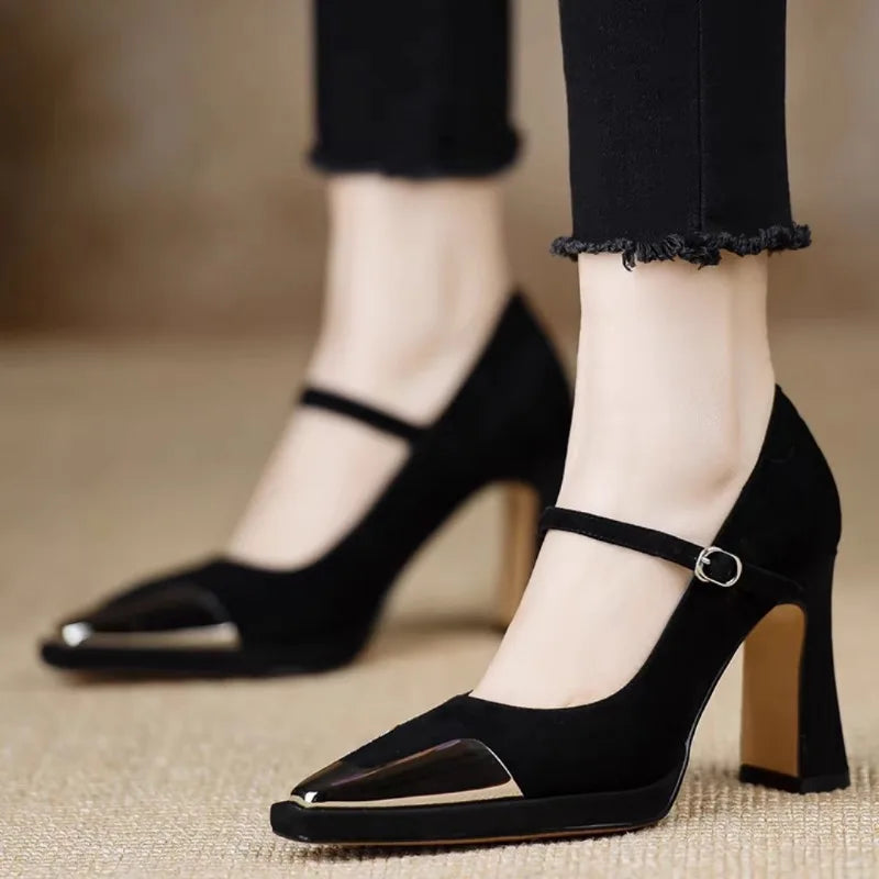 Freyja | Suede Metallic-Tip Heels