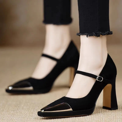 Freyja | Suede Metallic-Tip Heels