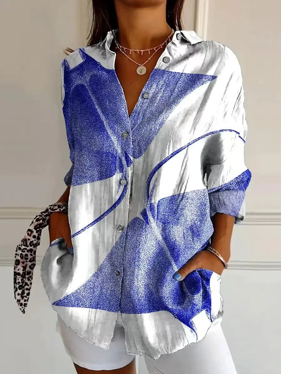 Juno | Blue & White Abstract Button-Down Shirt