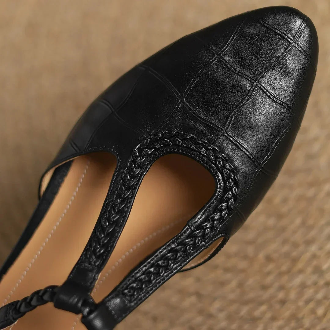 Emma | Braided Strap Leather Flats