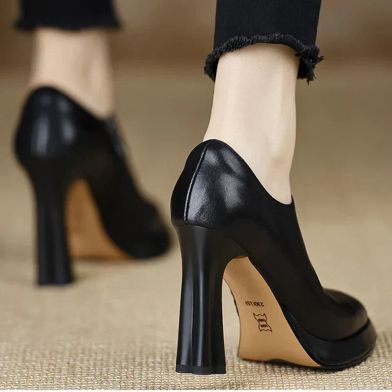 Francesca | Sleek Leather Ankle Heels