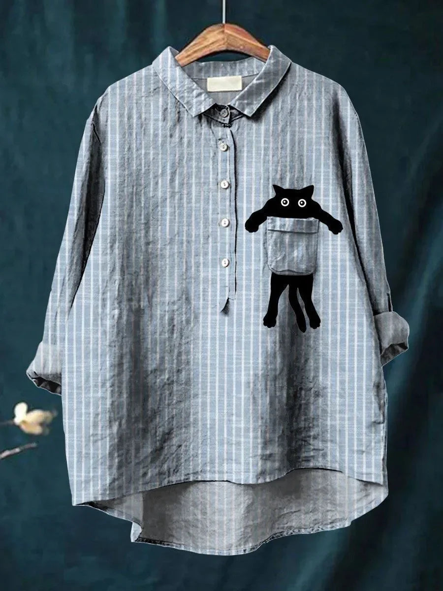 Margit | Casual Skjorte med Lommeprint