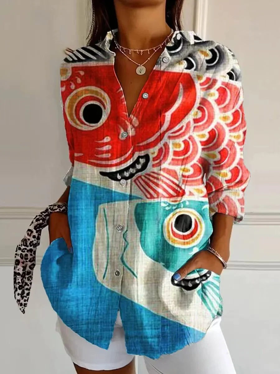 Jane | Colorful Koi Fish Button-Down Shirt