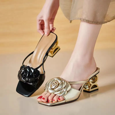Fiona | Elegant Rose Heel Sandals