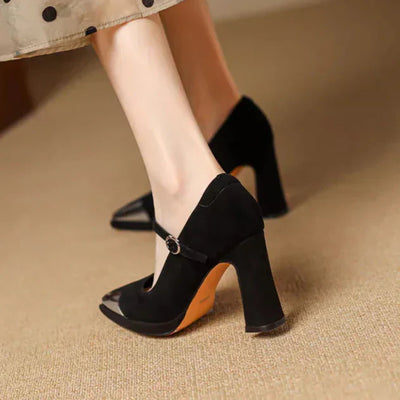 Freyja | Suede Metallic-Tip Heels