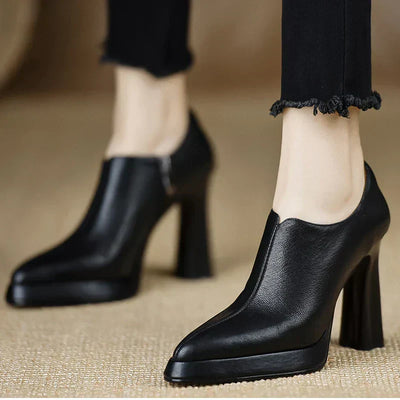 Francesca | Sleek Leather Ankle Heels