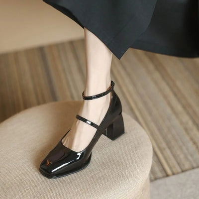 Fanny | Glossy Double Strap Pumps