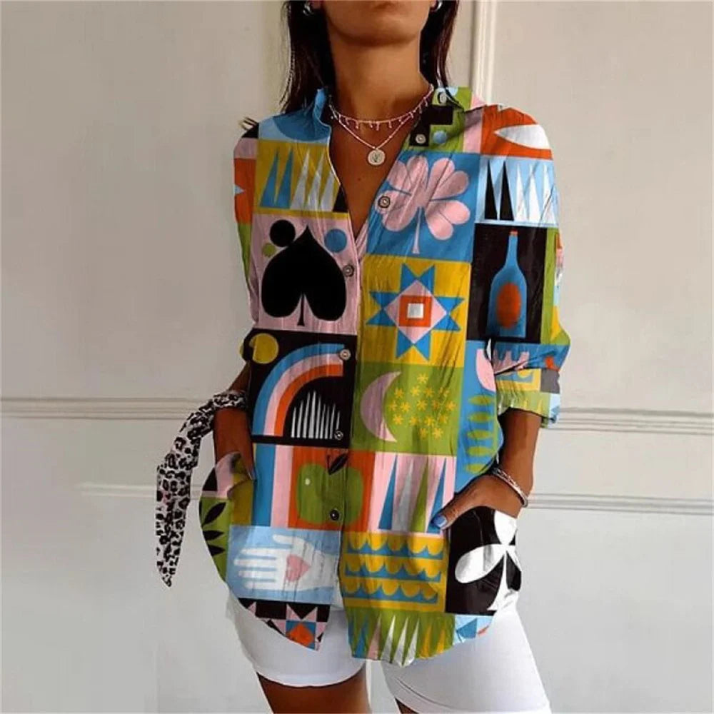 Juliana | Colorful Abstract Art Button-Down Shirt