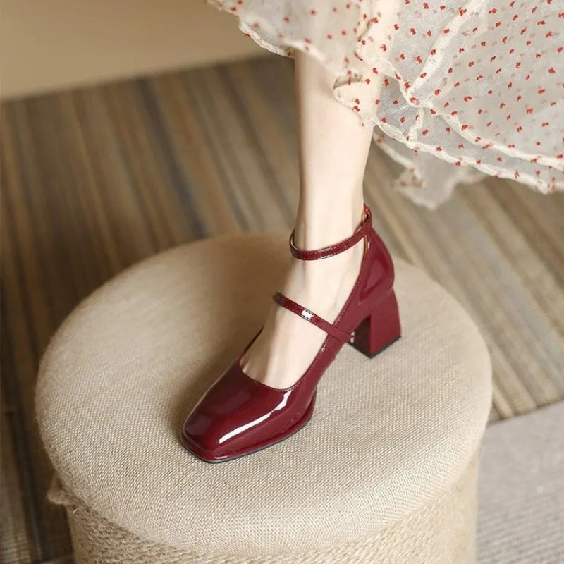 Fanny | Glossy Double Strap Pumps