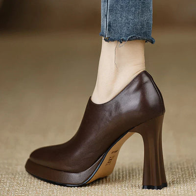Francesca | Sleek Leather Ankle Heels