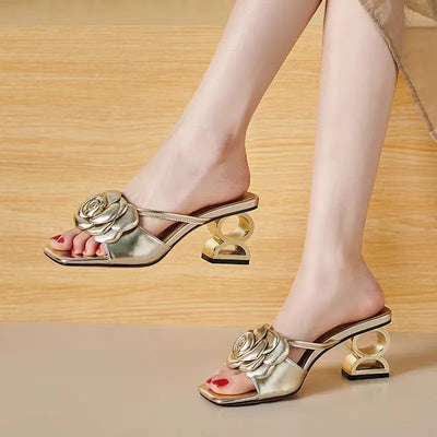 Fiona | Elegant Rose Heel Sandals