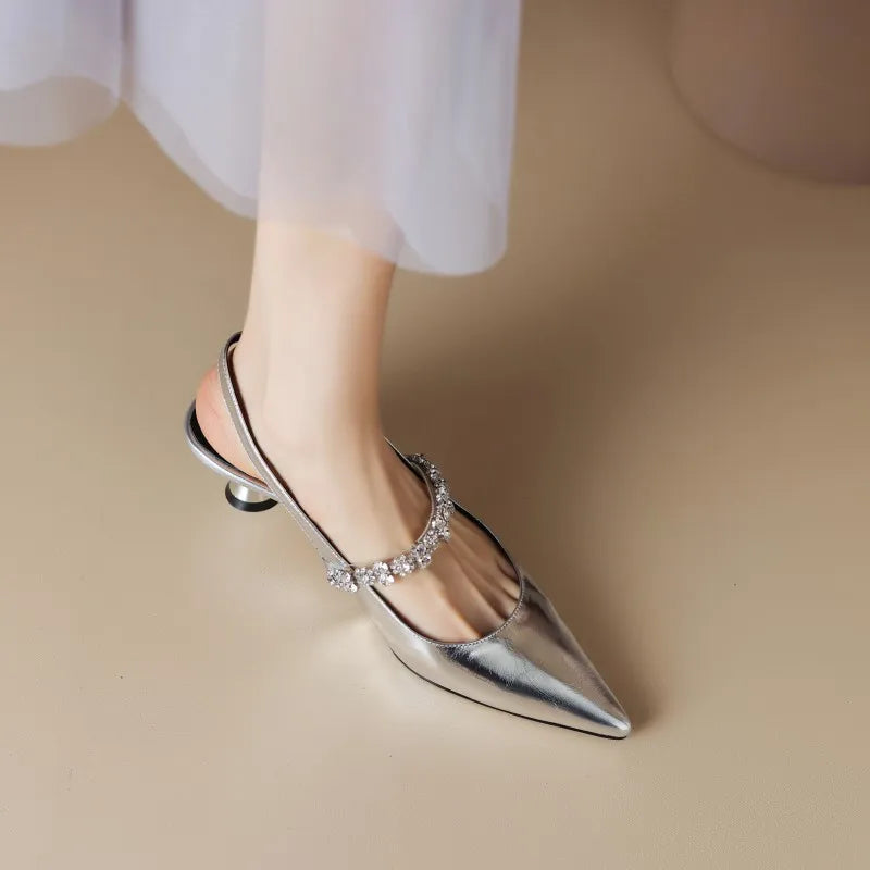 Signe | Crystal Strap Slingback Heels