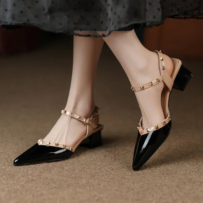 Fie | Studded Elegance Block Heels