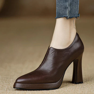 Francesca | Sleek Leather Ankle Heels