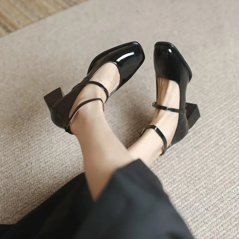 Fanny | Glossy Double Strap Pumps